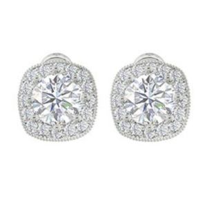 NWT Zaxie cushion cut cz halo stud earrings